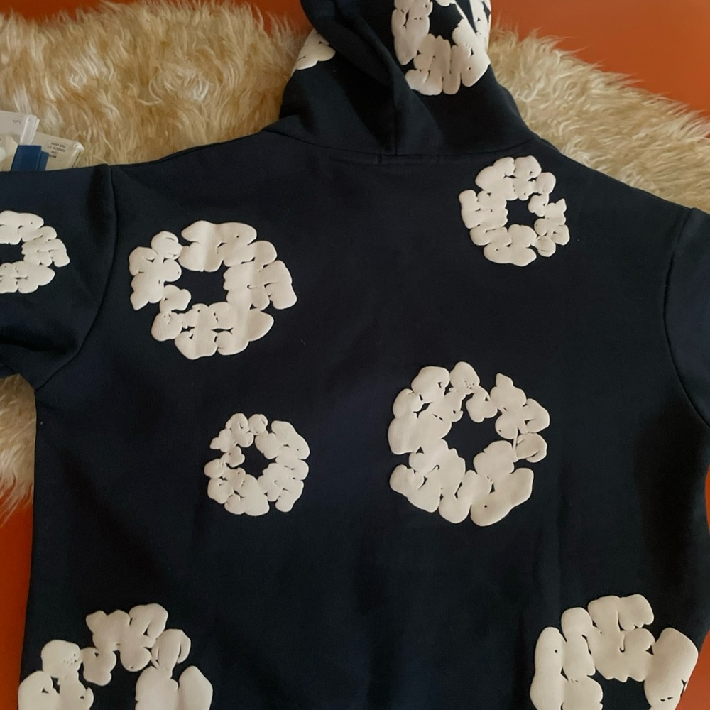 Navy blue denim tears hoodie